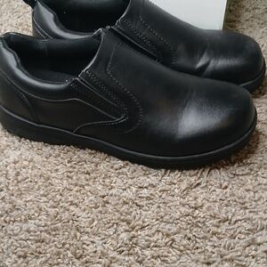 Black Leather Slip Resistant Slip-On Loafers for Men